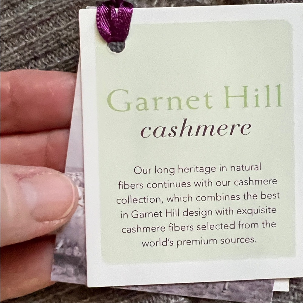NEW Garnet Hill Gray Pointelle Cashmere Open Front Cardigan Sweater XL - Picture 10 of 10